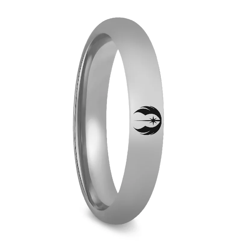 Women’s colored gemstone rings-Star Wars Jedi Order Symbol Tungsten Women's Wedding Band