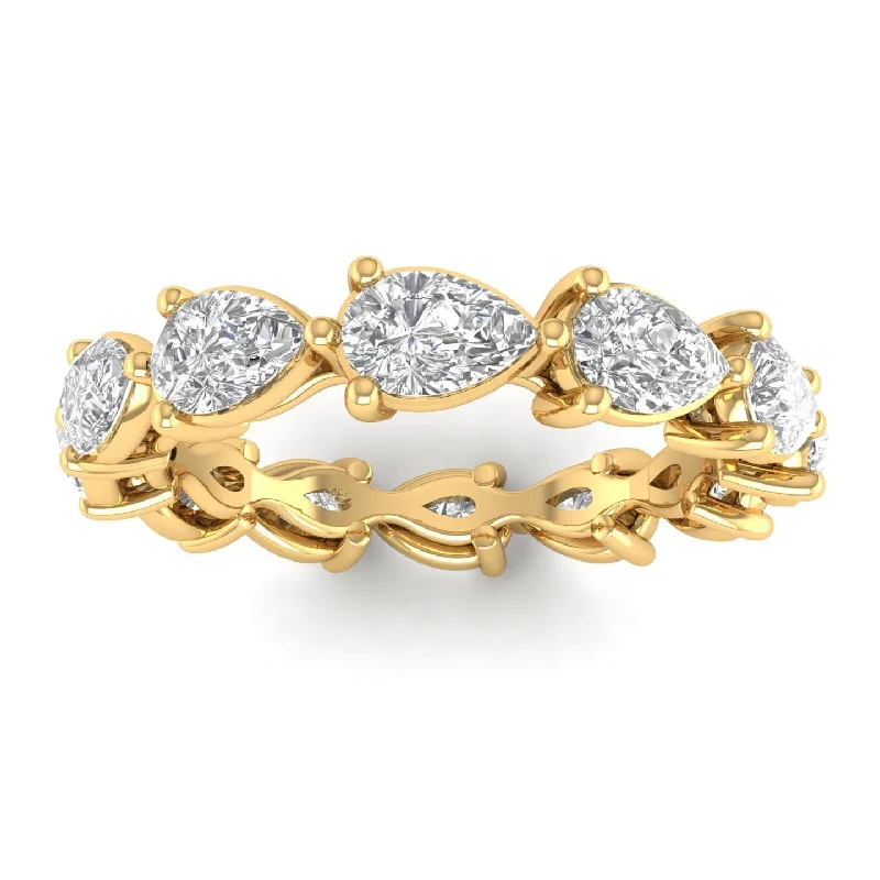 Women’s art deco engagement rings-14K & 18K Gold Pear East West Diamond Eternity Ring, Lab Grown