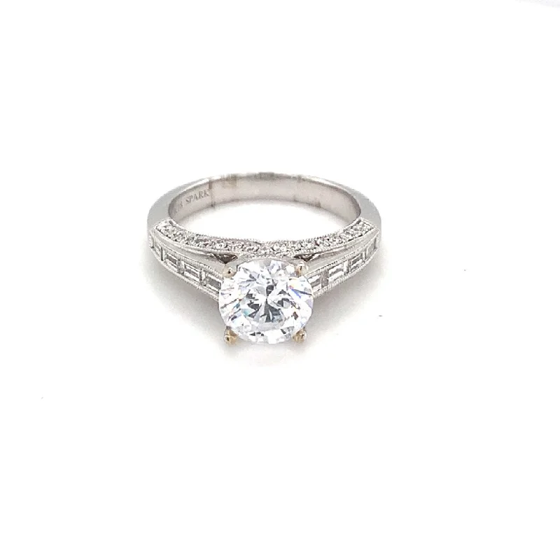 Women’s affordable engagement rings-18k White Gold Semi-mount w/ 0.65cttw Diamond Accents