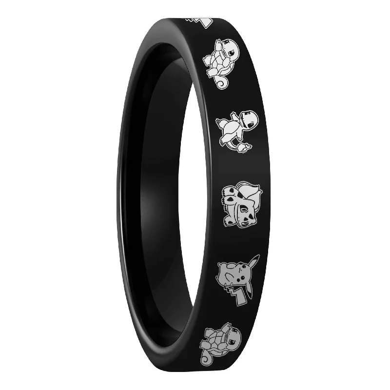 Women’s engagement rings with sapphires-Pokemon Black Tungsten Women's Wedding Band