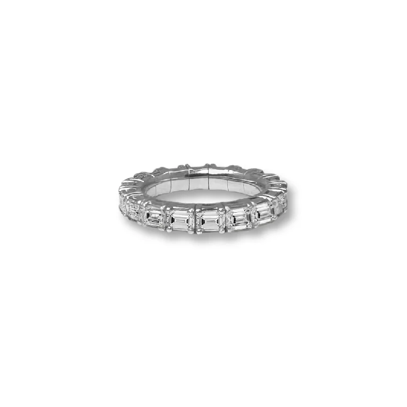 Women’s art deco-inspired engagement rings-18K Gold Stretch Emerald Cut Diamond Eternity Rings