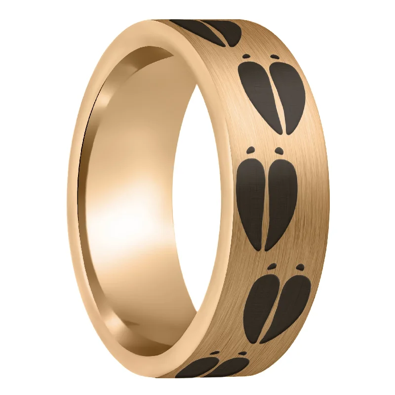 Women’s gemstone wedding rings-Moose Tracks Brushed Rose Gold Tungsten Men's Wedding Band