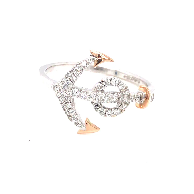 Women’s antique engagement rings-14k White and Rose Gold .25cttw Diamond Anchor Ring