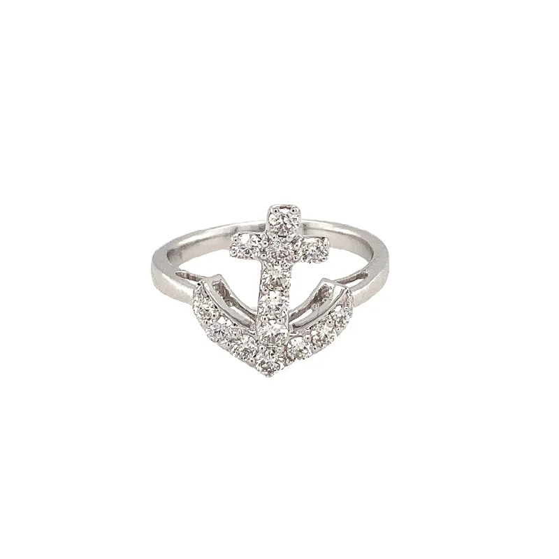 Women’s pear-shaped engagement rings-14k White Gold Anchor ring w/ 0.67cttw Diamonds