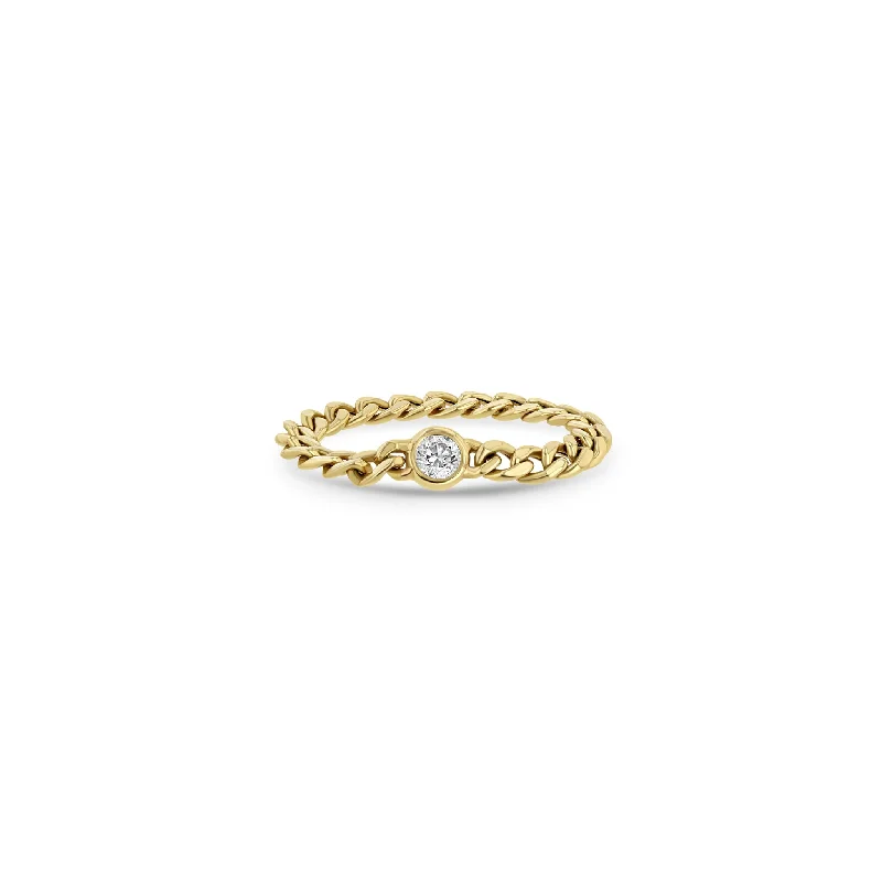 Women’s radiant-cut engagement rings-14k Floating Diamond Small Curb Chain Ring