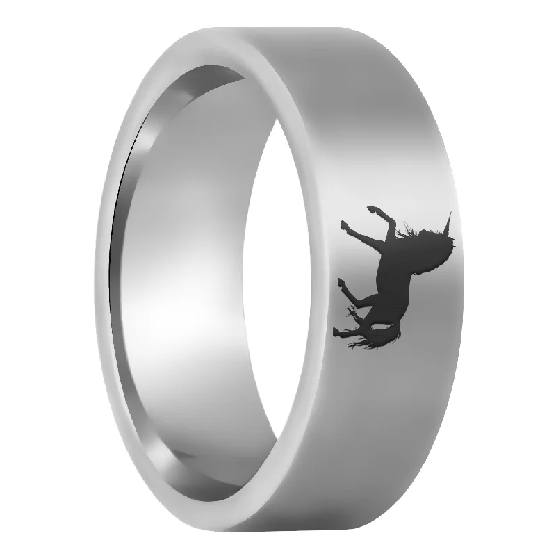 Women’s anniversary rings-Unicorn Tungsten Men's Wedding Band