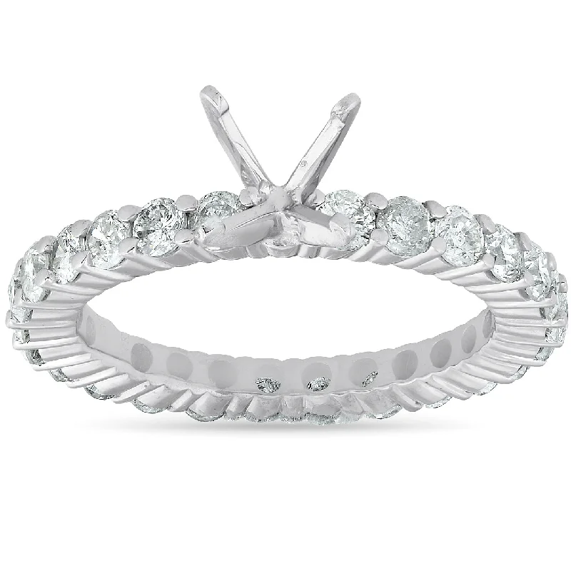 Women’s radiant-cut engagement rings-1 1/2ct Diamond Eternity Mount Engagement Ring Setting 14k White Gold