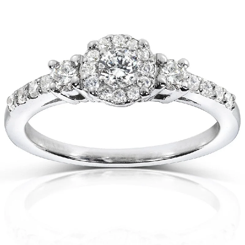 Women’s wedding engagement ring sets-Annello by Kobelli 14k White Gold 1/2ct TDW Diamond Engagement Ring