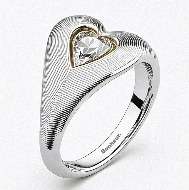 Women’s zirconia rings-Eléa Heart Signet Ring