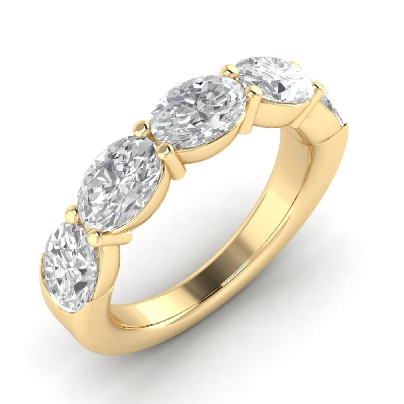 Women’s affordable diamond engagement rings-14K & 18K Gold Oval East West Diamond Eternity Ring, Lab Grown