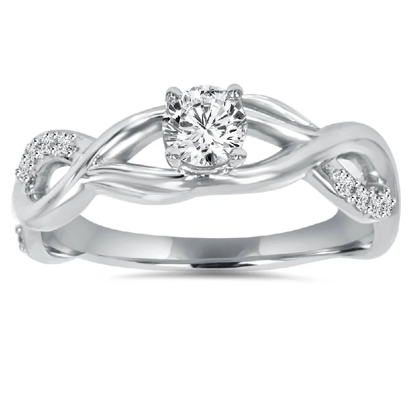 Women’s two-tone engagement rings-1/2CT Vintage Infinity Diamond Engagement Ring 14K White Gold