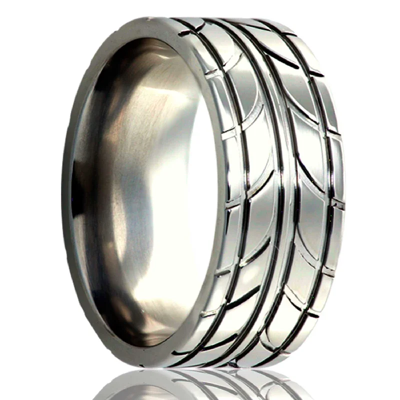 Women’s stacking rings-Tire Treads Cobalt Men's Wedding Band