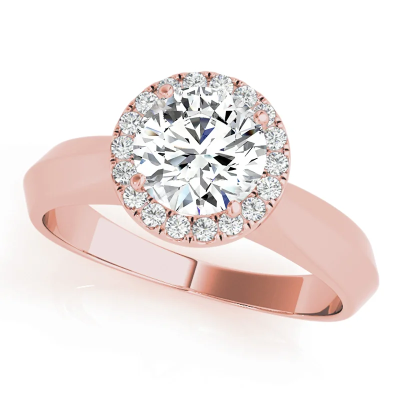 Women’s halo diamond engagement rings-Auriya 14k Rose Gold Lab Grown Round Diamond Halo Engagement Ring 0.50 to 5.00 ct. tw. (F-G VS)