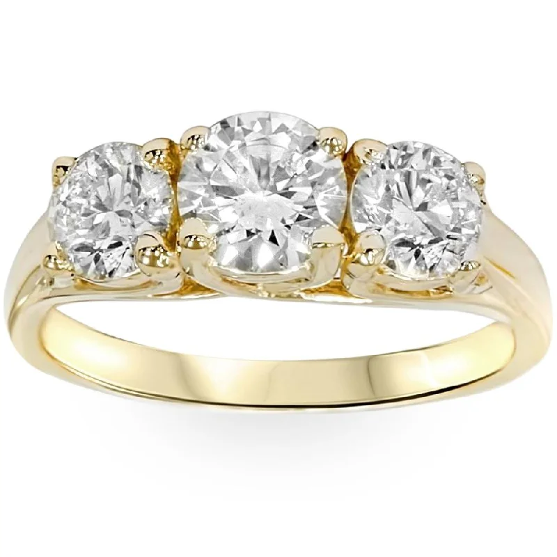 Women’s custom diamond engagement rings-2ct Three Stone Diamond Engagement Ring 14K Yellow Gold