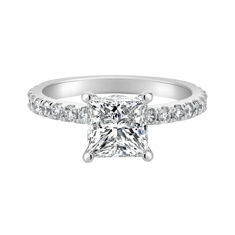 Women’s vintage gold engagement rings-Auriya 14k-White Gold Lab Grown Ribbon-Halo Princess Diamond Engagement Ring 3.00ct. tw. (G-H VS)