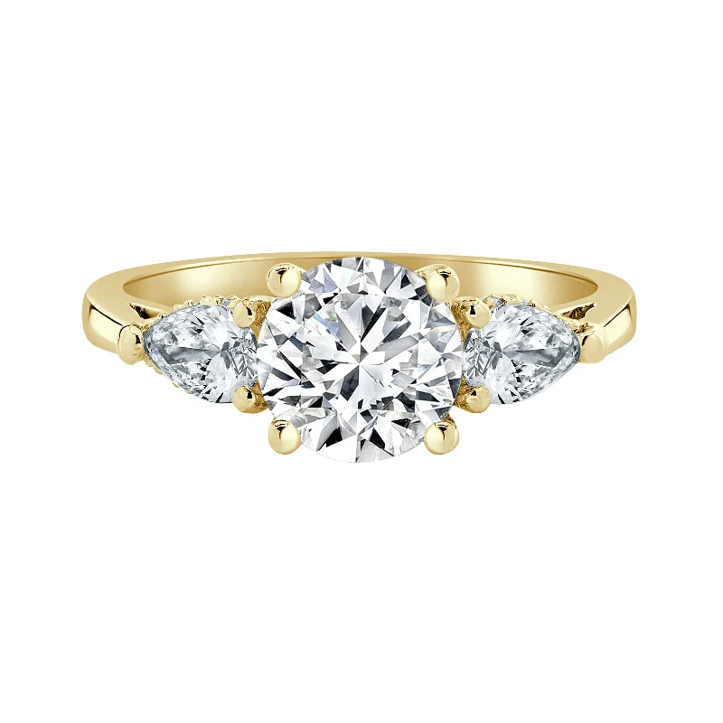 Women’s Victorian engagement rings-Auriya 14k Yellow Gold Lab-Grown Diamond Engagement Ring | 3-Stone Hidden Halo, 2.10 carats (F-G, VS)