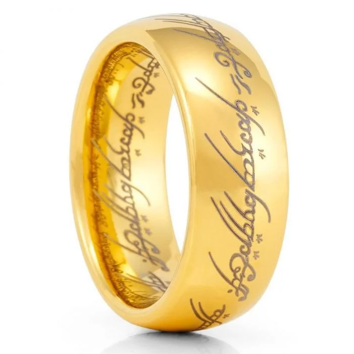 Women’s cocktail rings-Lord of the Rings Gold Tungsten Women's Wedding Band