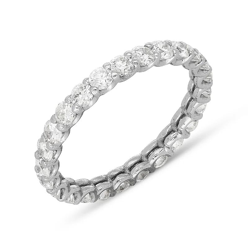 Women’s wedding set engagement rings-Delicate Eternity Diamond Ring Band - 1.8 Carat