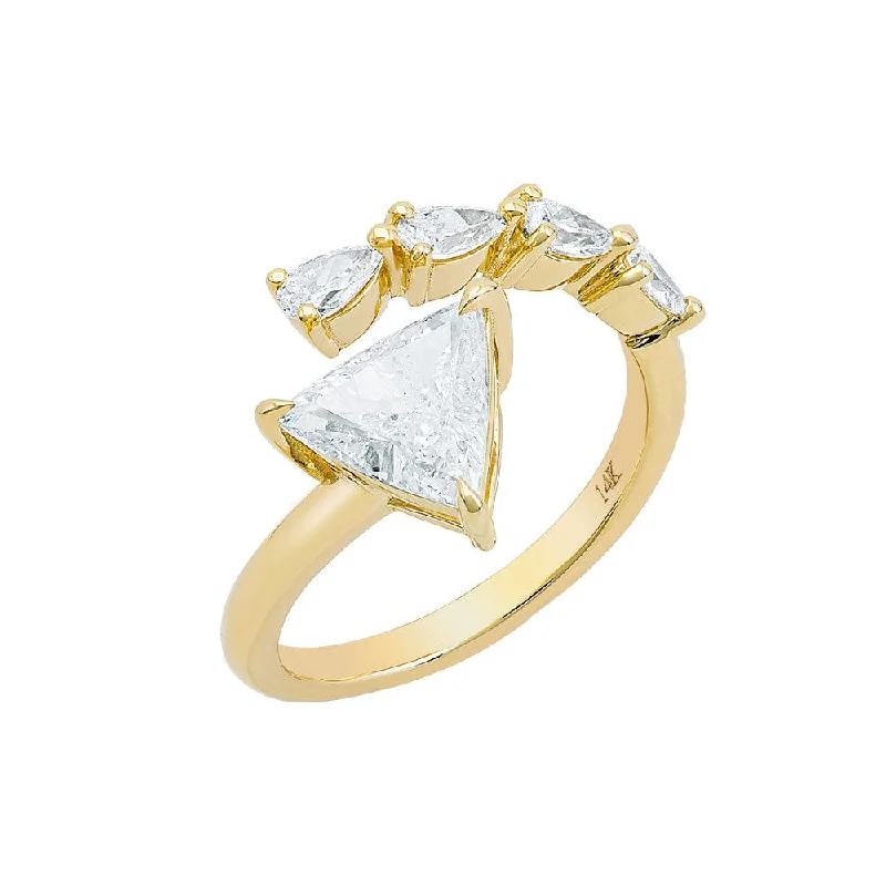 Women’s cushion and round-cut engagement rings-14K & 18K Trillion and Round Diamond Wrap Around Ring