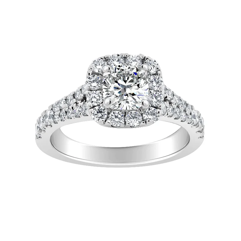 Women’s art nouveau engagement rings-Auriya 14k-White Gold Lab Grown Halo Cushion Diamond Engagement Ring 2.25ct. tw. (E-F VS)