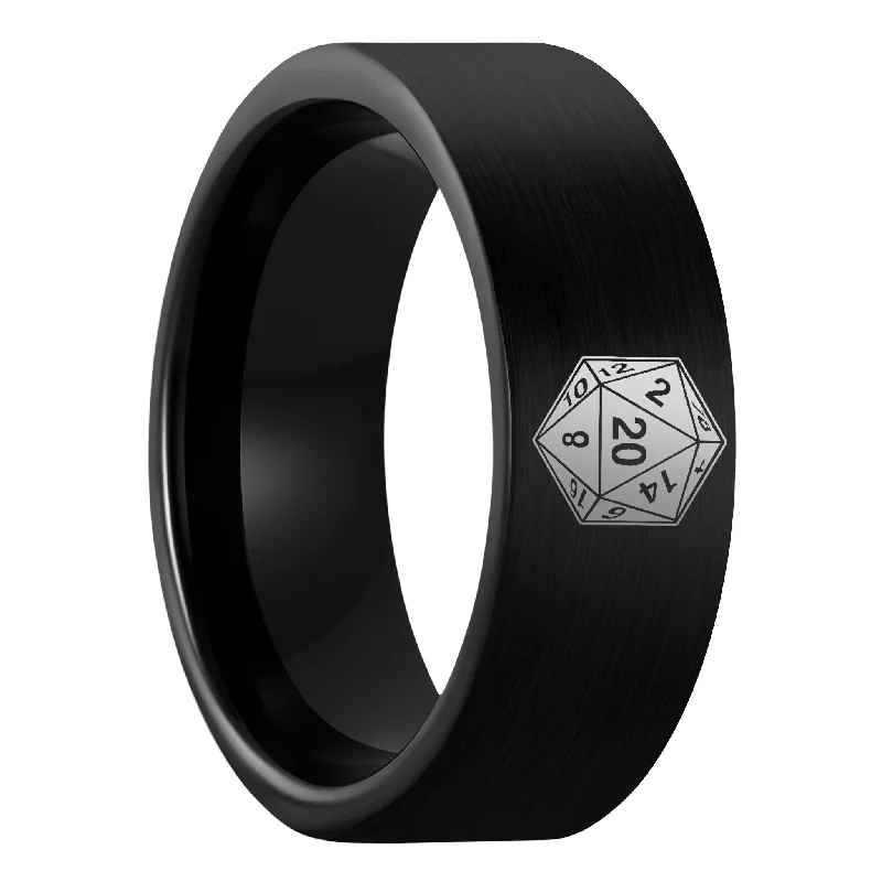 Women’s engagement rings-D20 Brushed Black Tungsten Men's Wedding Band