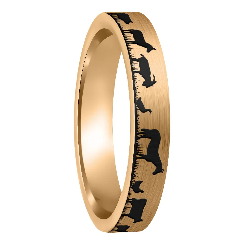 Women’s cocktail rings-Farm Animals Brushed Rose Gold Tungsten Women's Wedding Band