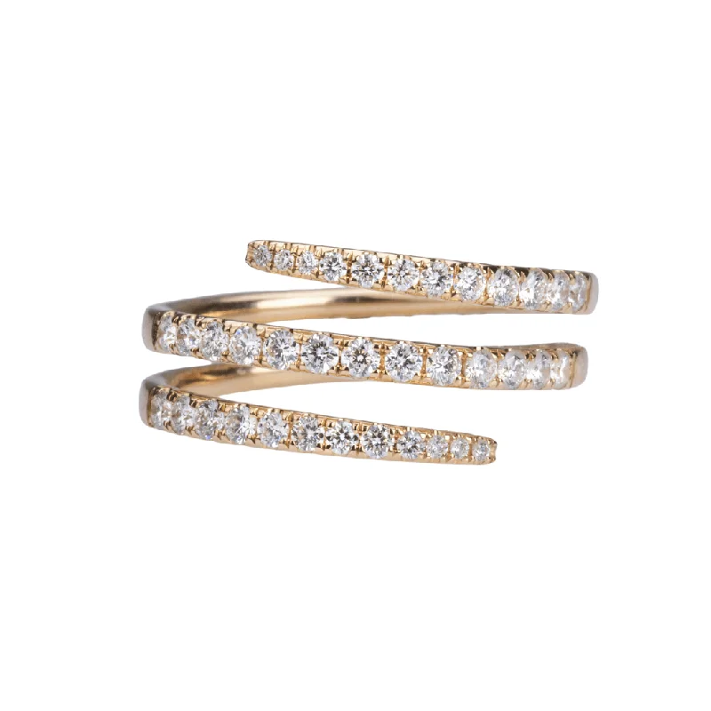 Women’s hand-crafted engagement rings-18K Gold Stretch Gold and Diamond Wrap Around Ring