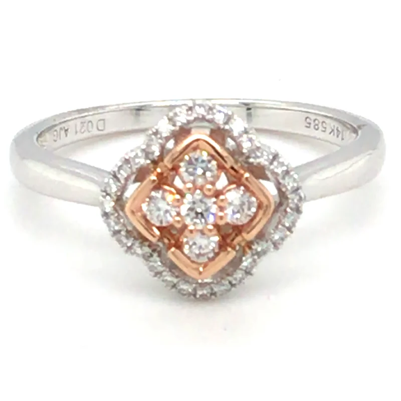 Women’s platinum diamond engagement rings-14k White and Rose Gold Diamond Ring