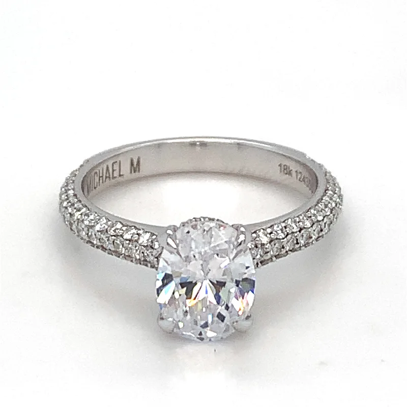 Women’s white gold solitaire engagement rings-18 Karat White Gold Diamond Semi-Mtg