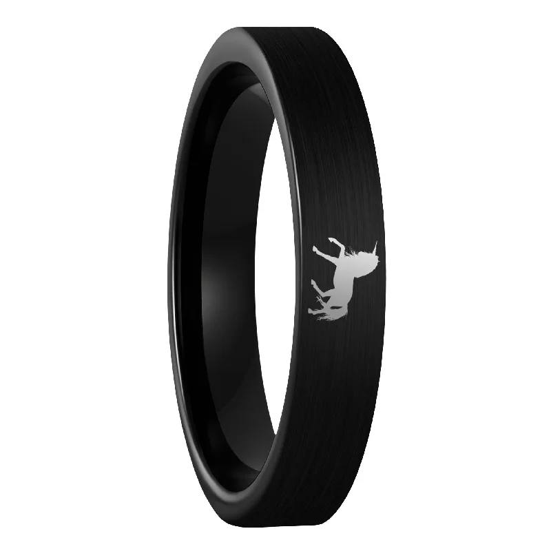 Women’s eternity rings with diamonds-Unicorn Brushed Black Tungsten Women's Wedding Band