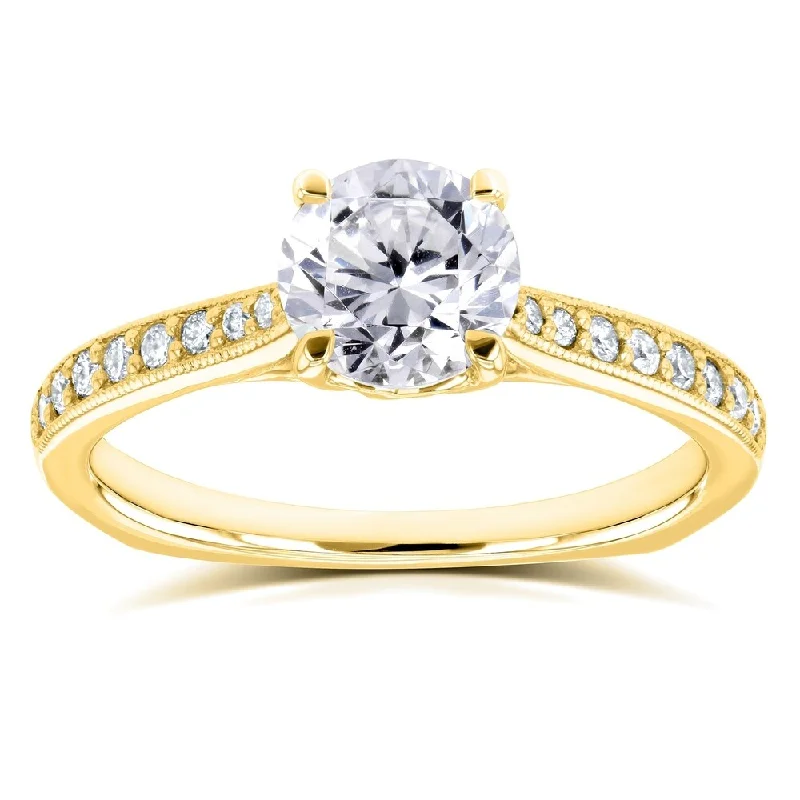 Women’s custom engagement rings-Annello by Kobelli 14k Gold 1 1/5ct TDW Diamond Vintage Trellis Engagement Ring