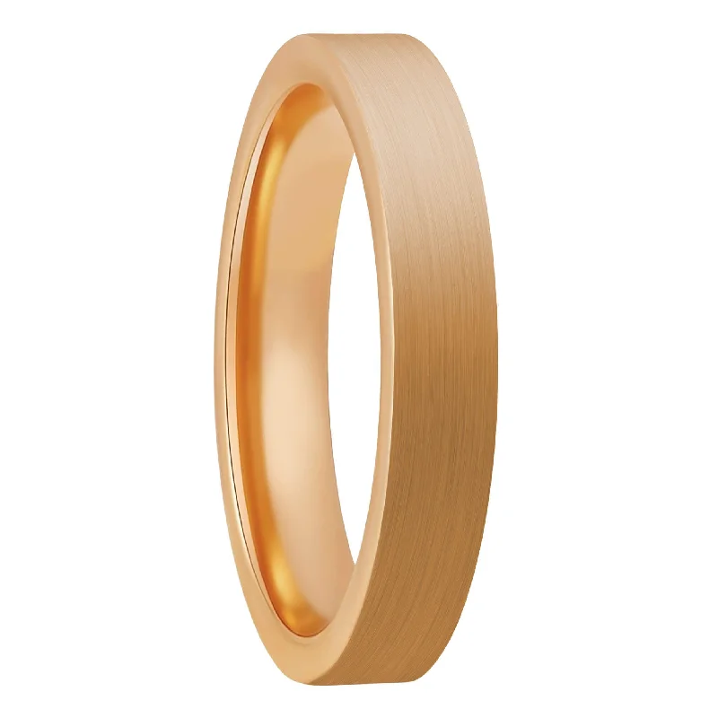 Women’s vintage wedding rings-Brushed Rose Gold Tungsten Women's Wedding Band