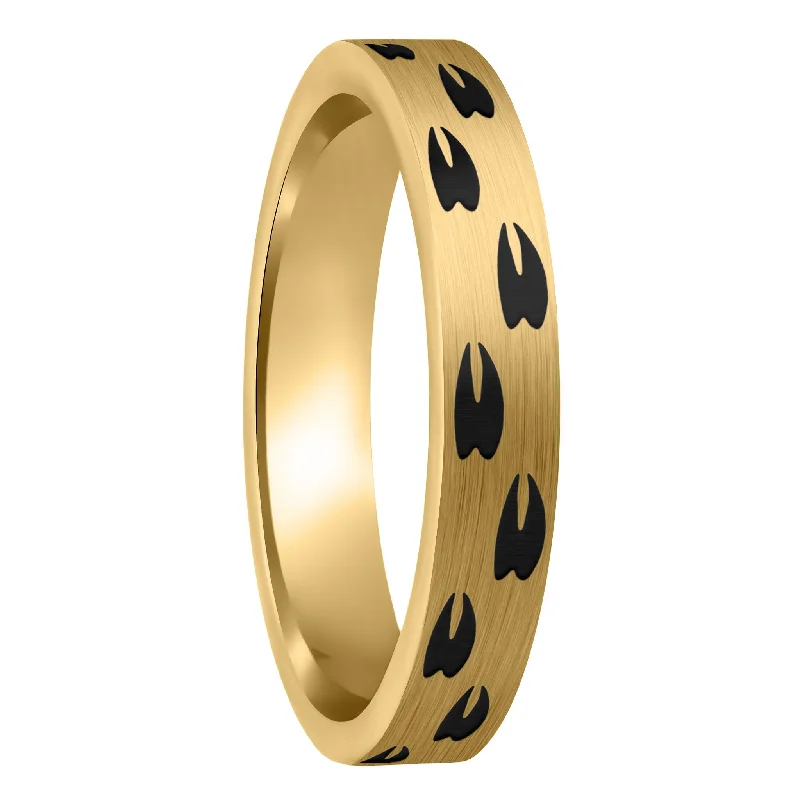 Women’s bridal rings-Elk Tracks Brushed Gold Tungsten Women's Wedding Band