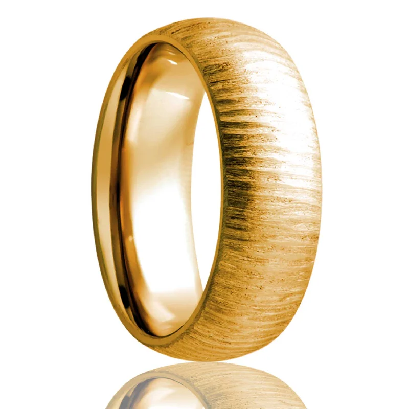 Women’s ring sets-Treebark Domed 10k Gold Wedding Band