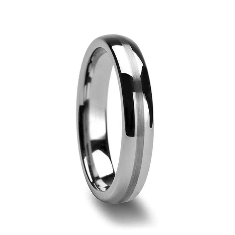 Personalized rings for women-Tungsten Women's Wedding Band with Satin Finish Center