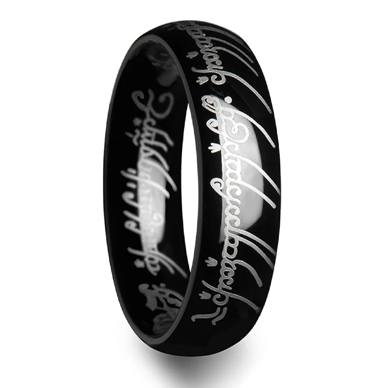 Women’s twisted rings-Lord of the Rings Black Tungsten Women's Wedding Band