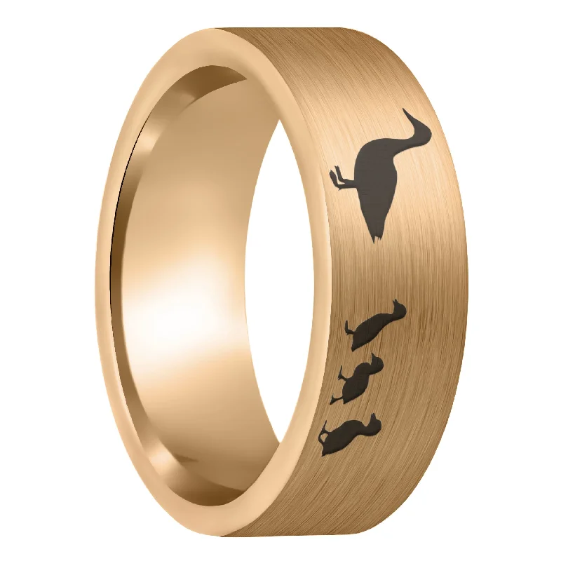 Women’s vintage wedding rings-Duck Ducklings Brushed Rose Gold Tungsten Men's Wedding Band