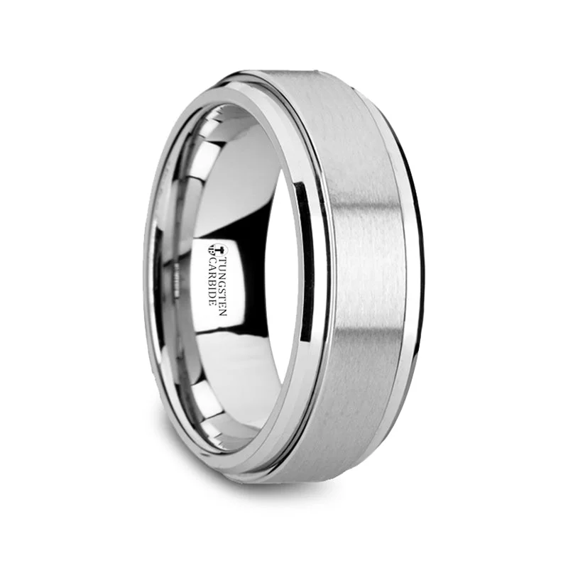 Women’s trendy stackable rings-Spinner Tungsten Wedding Band