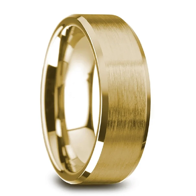 Women’s statement rings-Classic Brushed Gold Tungsten Men's Wedding Band