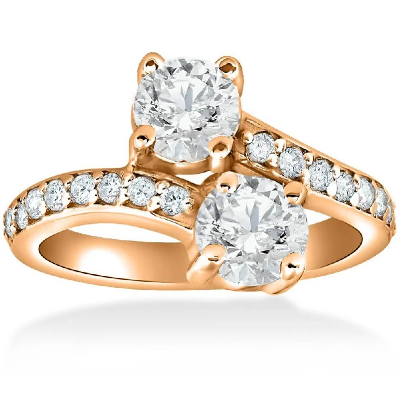 Women’s Victorian engagement rings-2 cttw Forever Us 2-Stone Diamond Engagement Forever Us Ring 14k Rose Gold