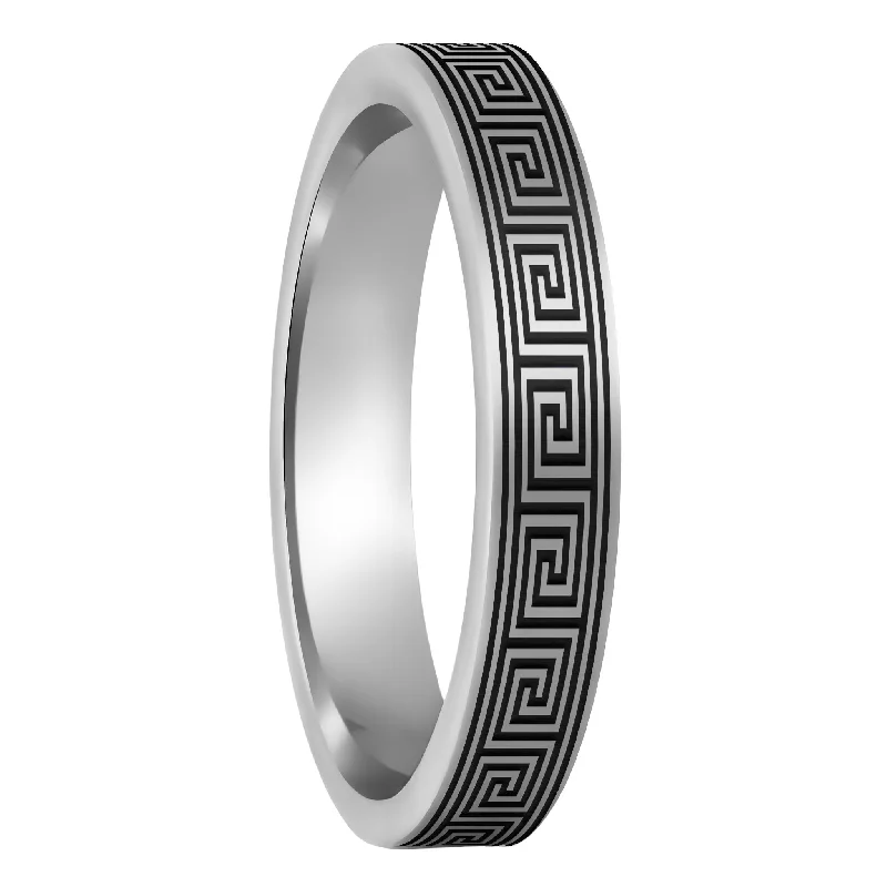 Personalized rings for women-Greek Key Tungsten Women's Wedding Band