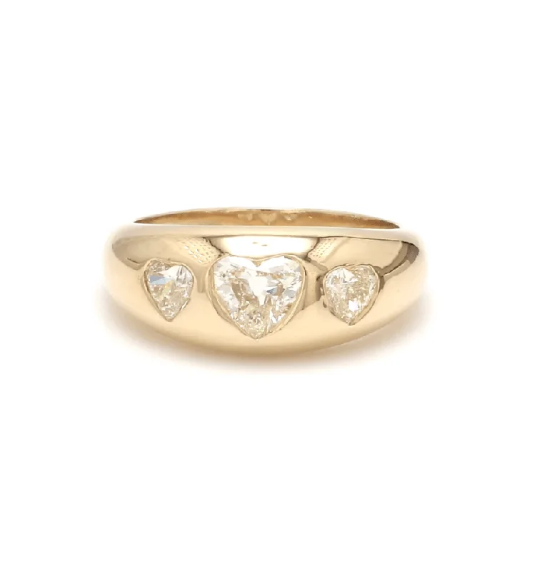 Women’s contemporary engagement rings-14K & 18K Gold Heart Diamond Dome Ring