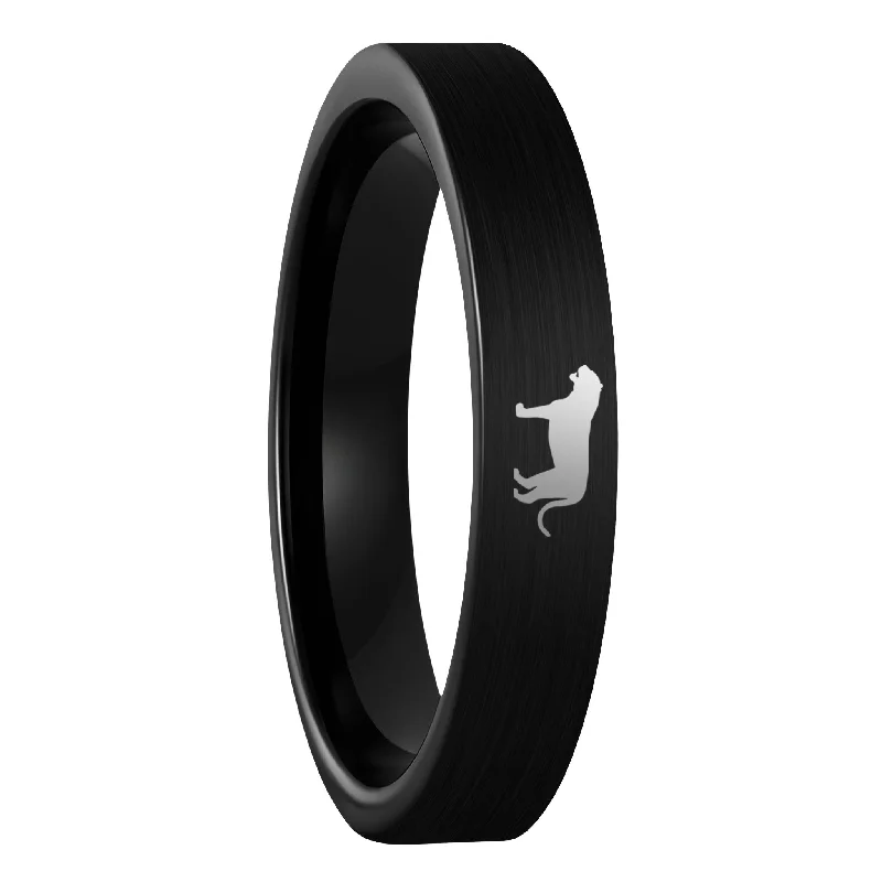 Simple rings for women-Tiger Brushed Black Tungsten Women's Wedding Band