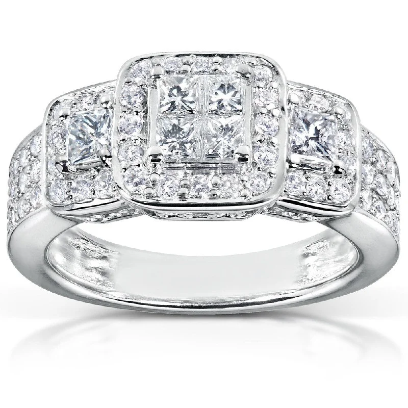 Women’s affordable diamond engagement rings-Annello by Kobelli 14k White Gold 1ct TDW Diamond Engagement Ring