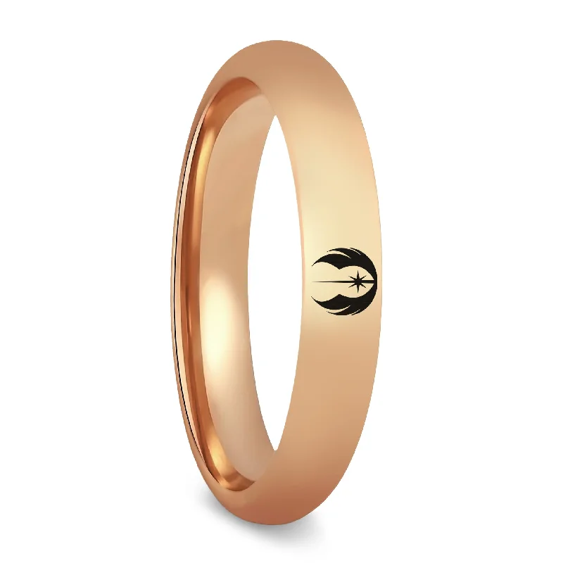 Women’s large diamond rings-Star Wars Jedi Order Symbol Rose Gold Tungsten Women's Wedding Band