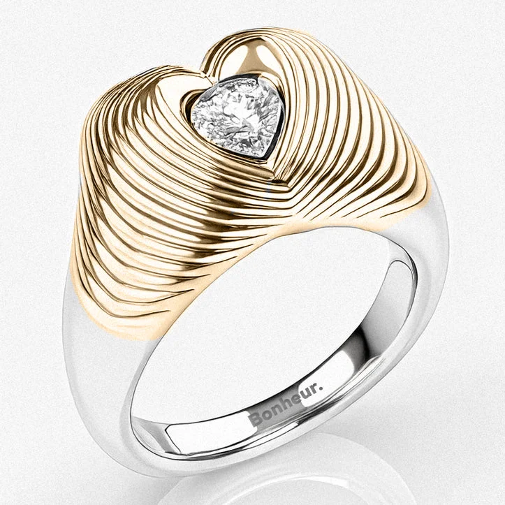 Women’s diamond cocktail rings-Emmeline Chunky Heart Ring