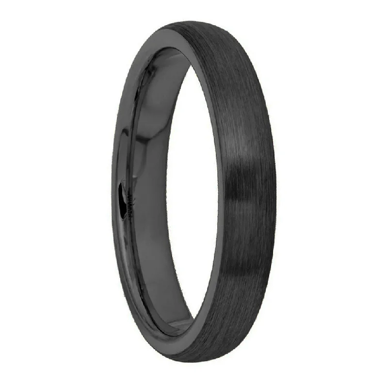 Women’s gemstone rings-Brushed Domed Black Tungsten Women's Wedding Band