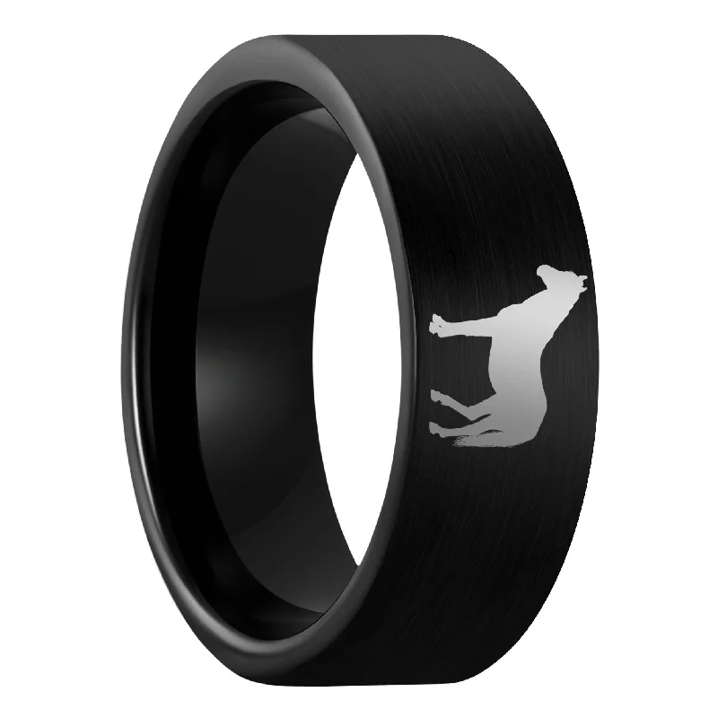 Women’s antique-style rings-Horse Brushed Black Tungsten Men's Wedding Band