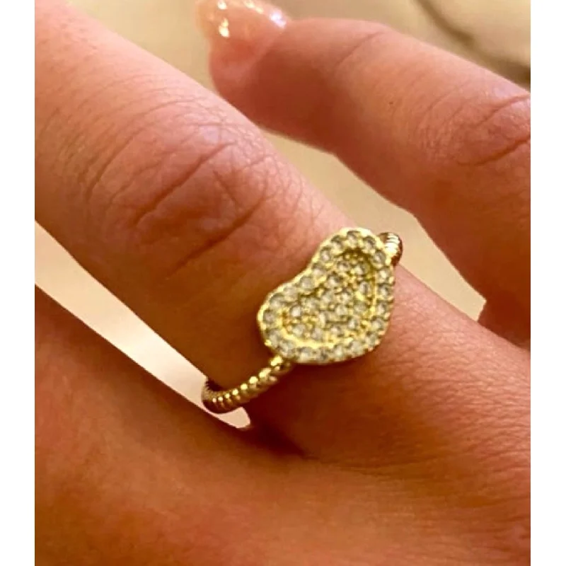 Women’s cubic zirconia rings-Kathryn Pave Heart Ring