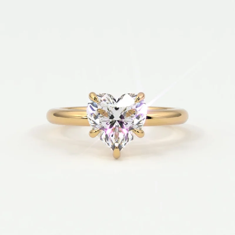 Women’s luxury diamond engagement rings-Heart Shape Diamond Solitaire Band